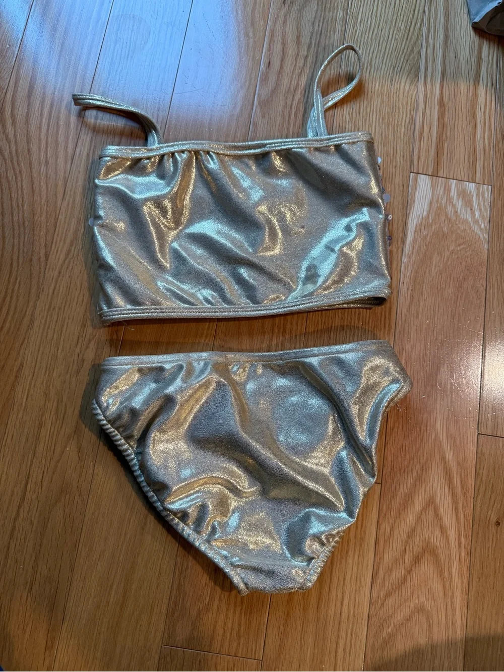 les tout petits Gold Sequin Two-Piece Kids Bikini